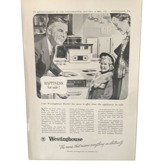 Vintage 1938 Westinghouse Happiness For Sale Ad Advertisement - Picture 4 of 4